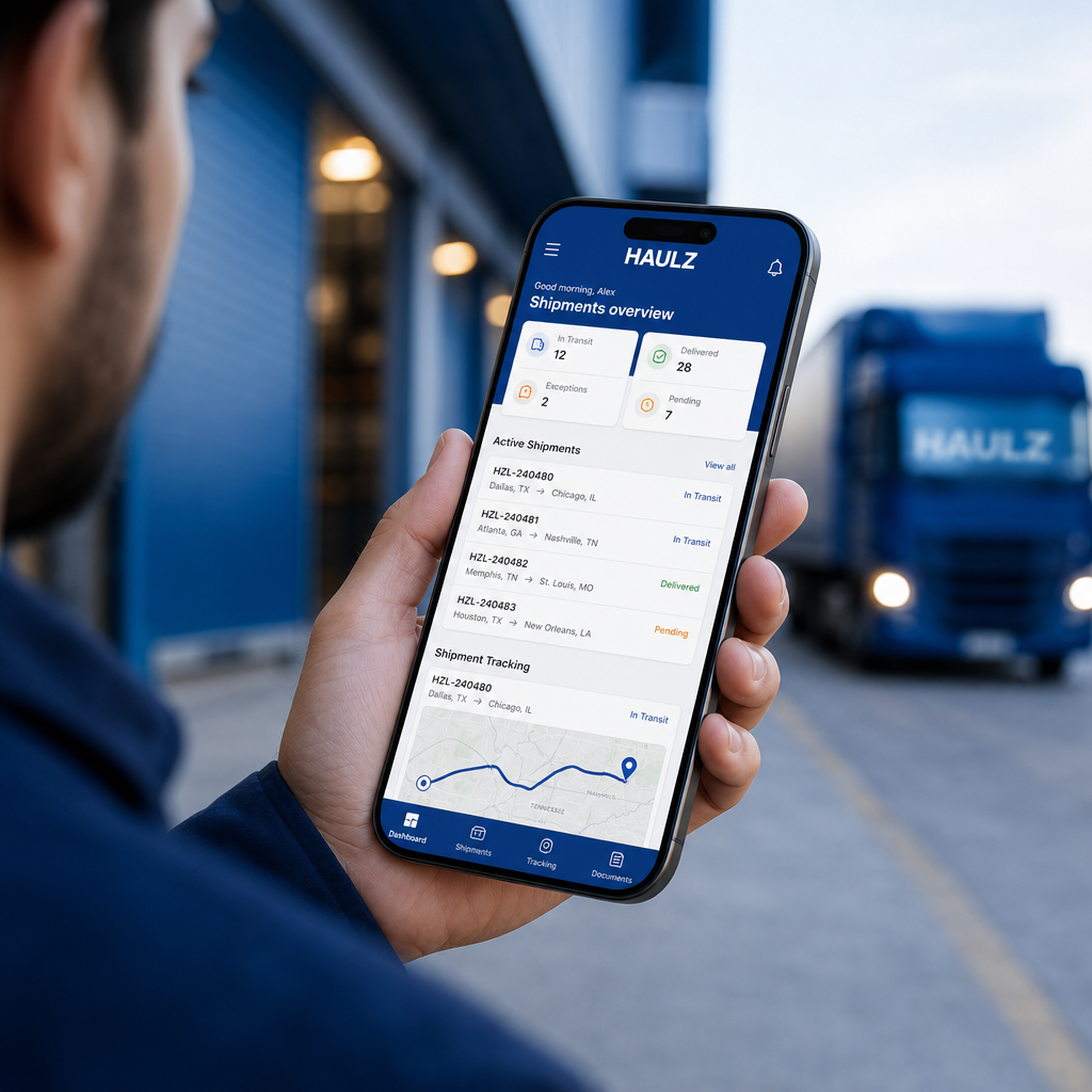 Приложение HAULZ на смартфоне